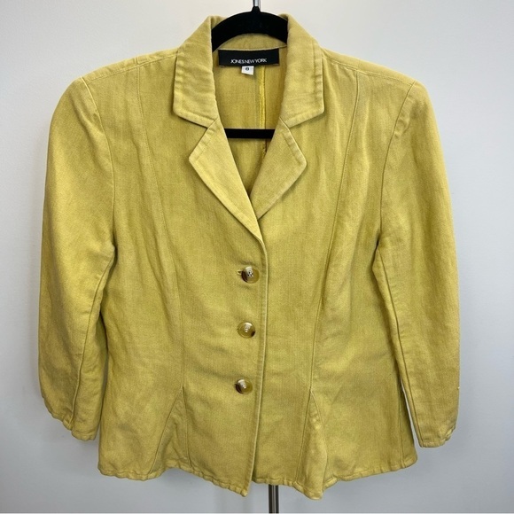 Jones New York lightweight yellow tailored 3/4 sleeve jacket 8 - Picture 3 of 9